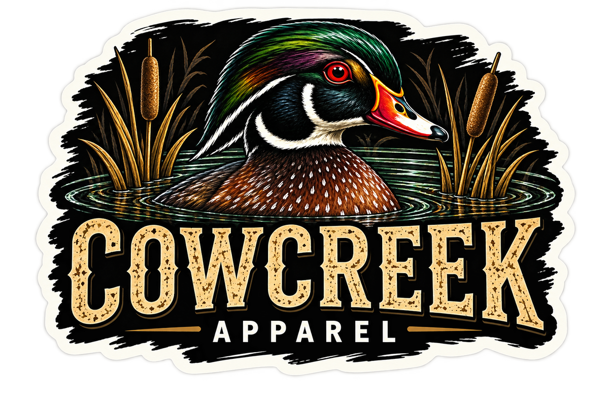 Cow Creek die cut duck sticker