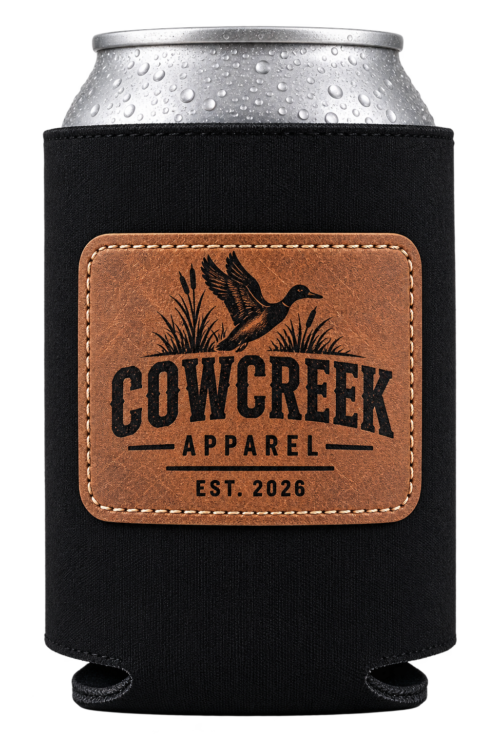 Leather patch regular can koozie