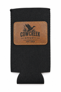 Black leather patch slim can koozie
